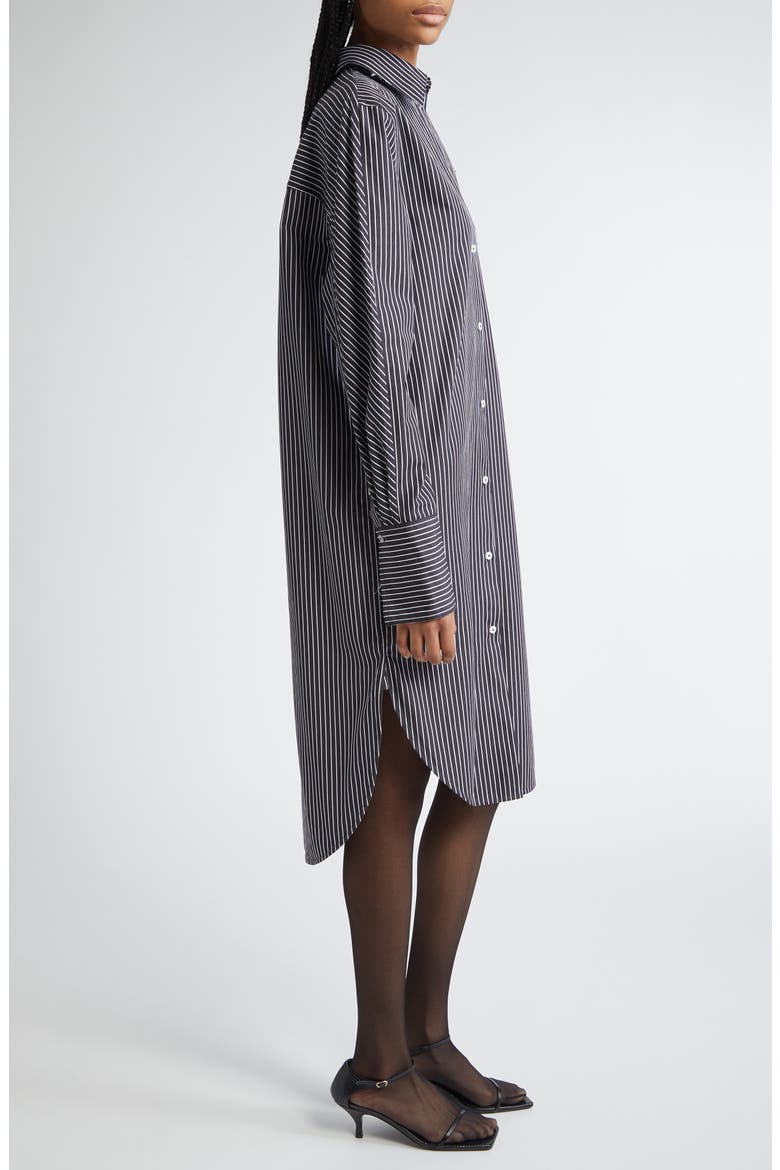 Stripe Oversize Long Sleeve Organic Cotton Poplin Shirtdress, Alternate, color, BLACK/ WHITE