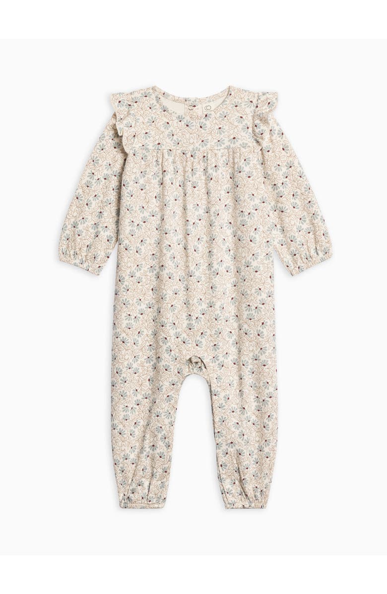 Colored Organics Organic Cotton Jine Ruffle Sleeve Romper, Alternate, color, Pamela Floral / Mist + Navy