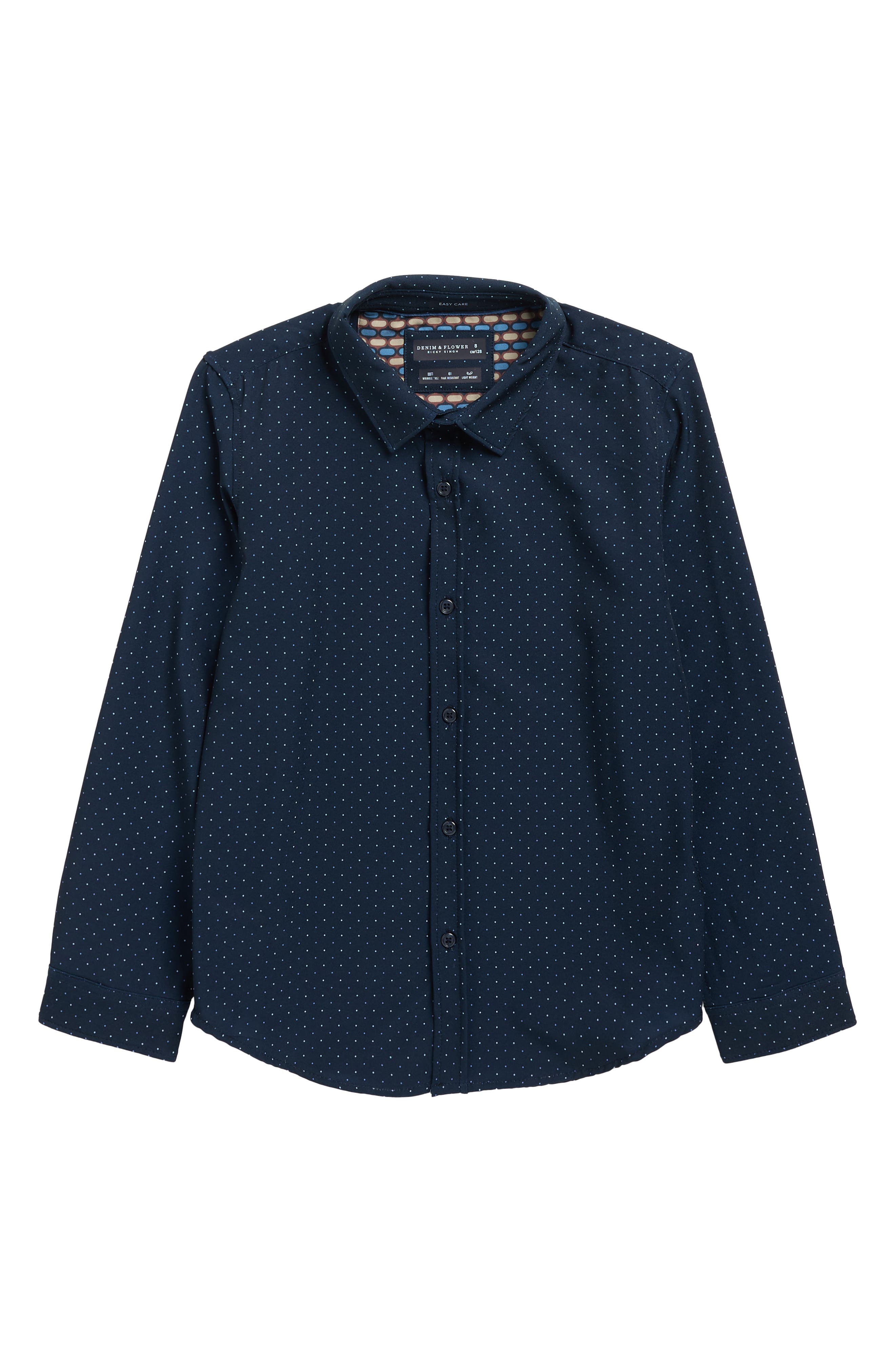 DENIM AND FLOWER Kids' Dotted Long Sleeve Button-Up Shirt