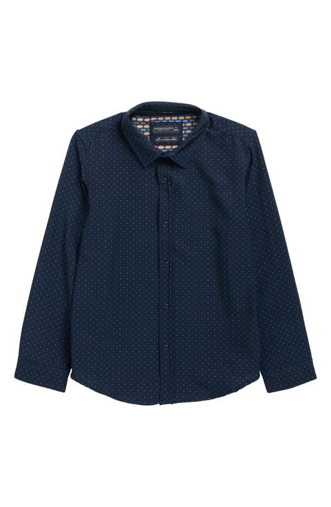 Kids' Dotted Long Sleeve Button-Up Shirt (Big Kid)