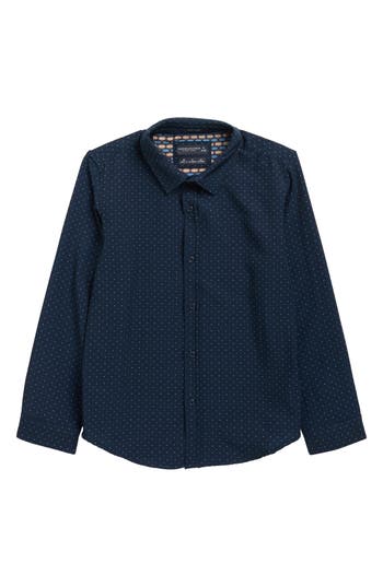 Denim And Flower Kids' Dotted Long Sleeve Button-up Shirt In Blue