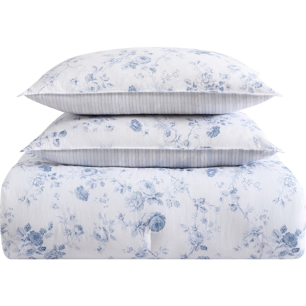Laura Ashley Belinda Cotton Comforter Set In Chambray Blue