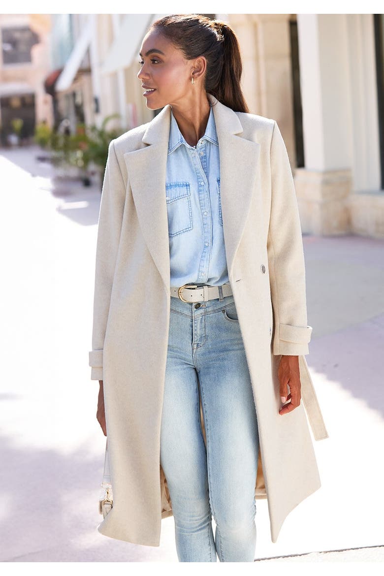 Belted Wrap Coat, Alternate, color, Sand Heather