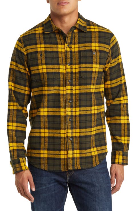 Two-Pocket Long Sleeve Flannel Button-Up Shirt