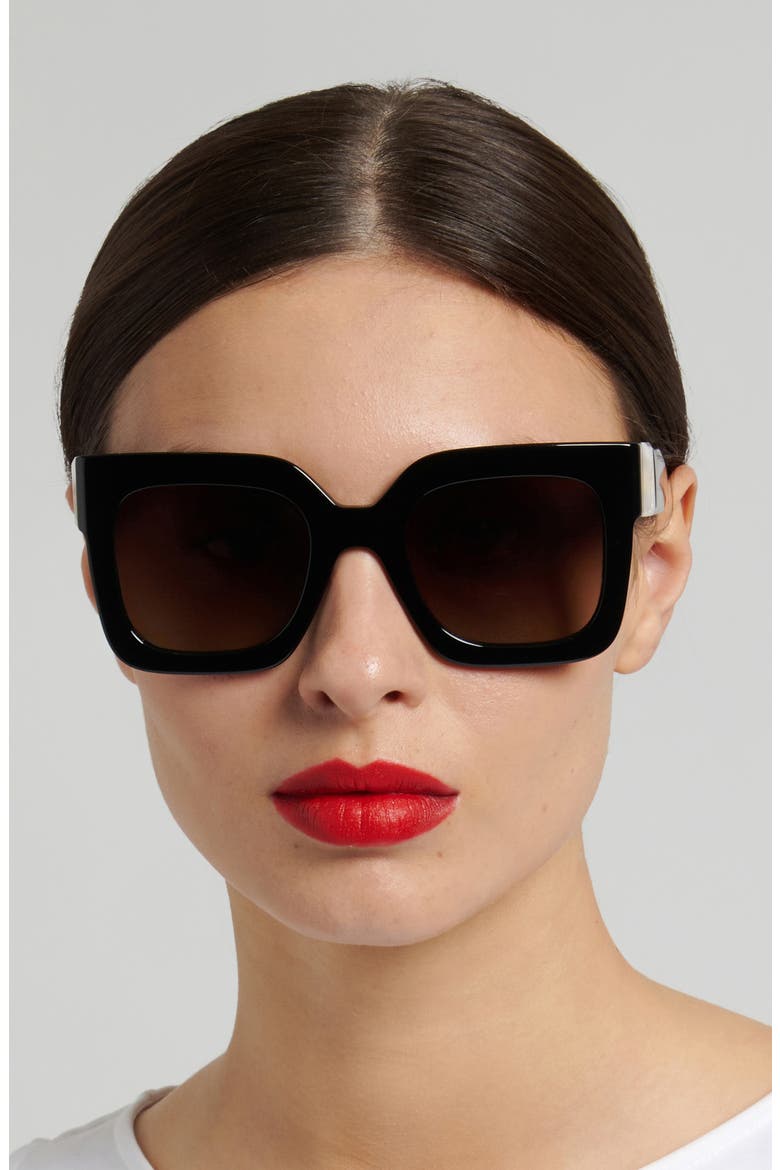 Her 52mm Gradient Square Sunglasses, Alternate, color, BLACK MARBLE/ BROWN SF