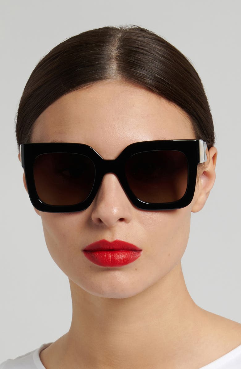 Carolina Herrera Her 52mm Gradient Square Sunglasses, Alternate, color, Black Marble/ Brown Sf