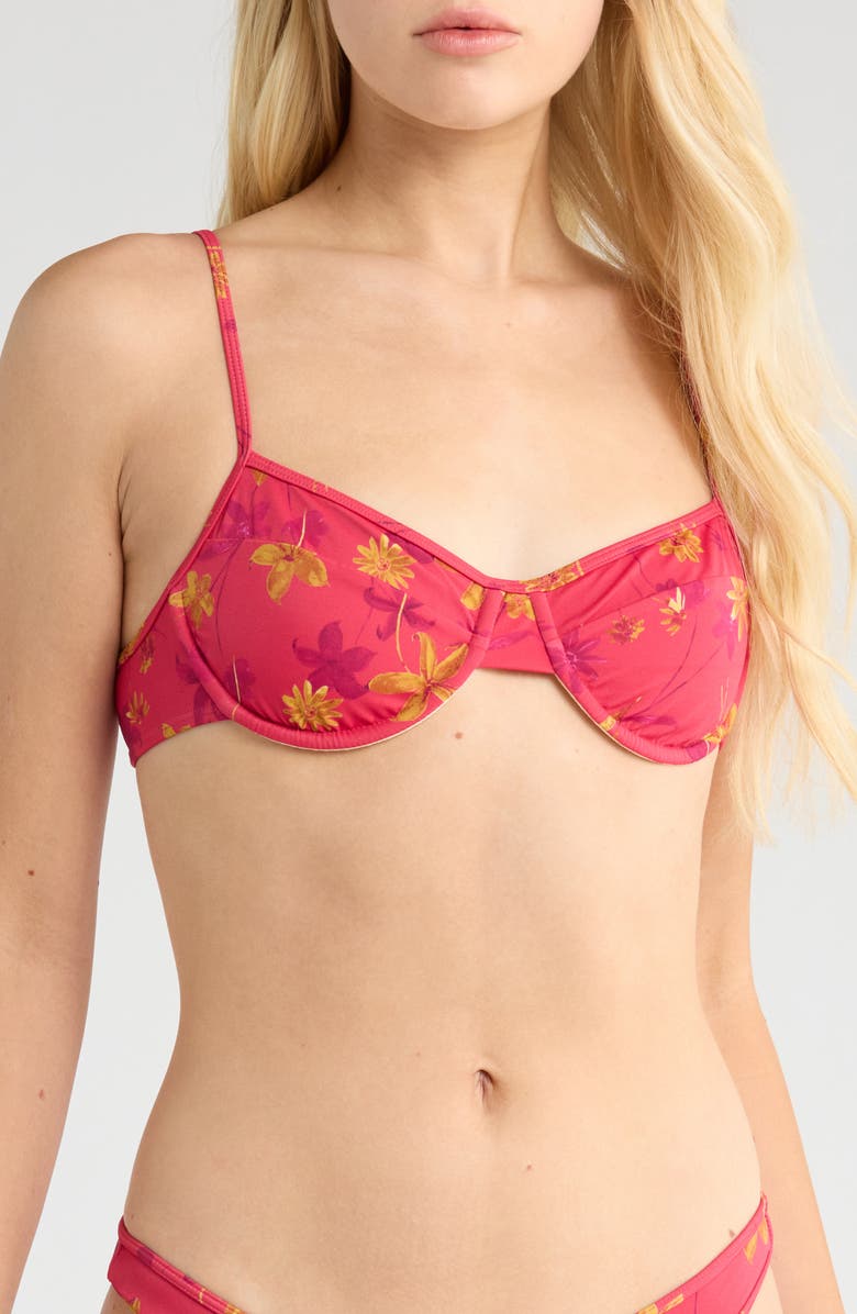PacSun Bonnie Floral Bralette Bikini Top, Main, color, Raspberry Wine Blooms
