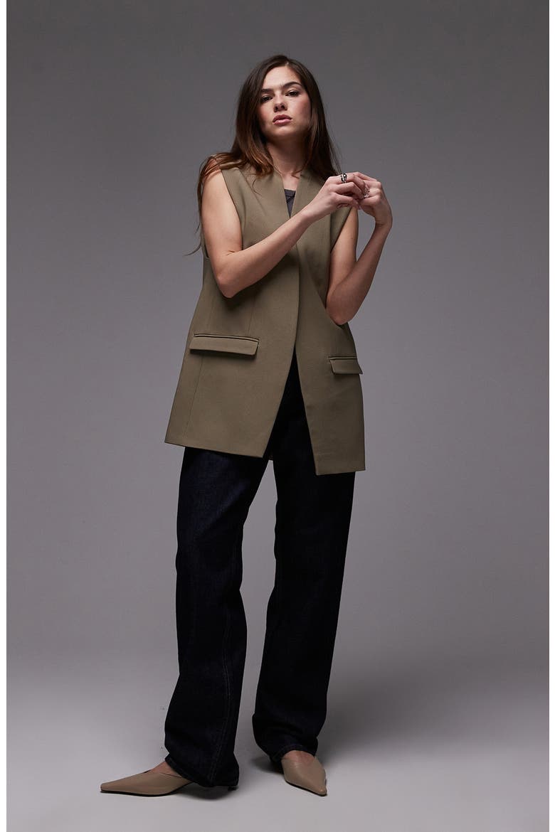 Chuck On Sleeveless Blazer, Alternate, color, BROWN