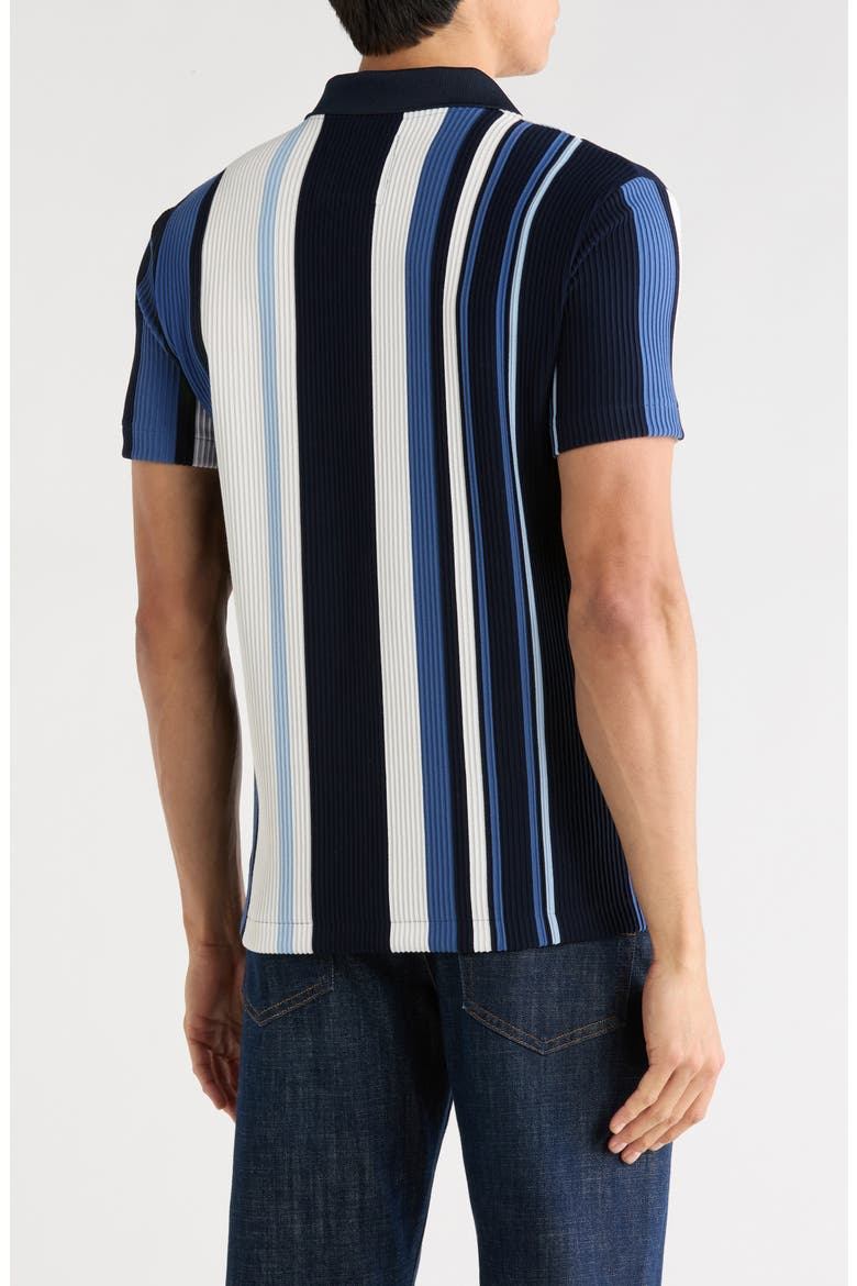 Quarter Zip Textured Knit Polo, Alternate, color, NAVY WHITE LIGHT BLUE