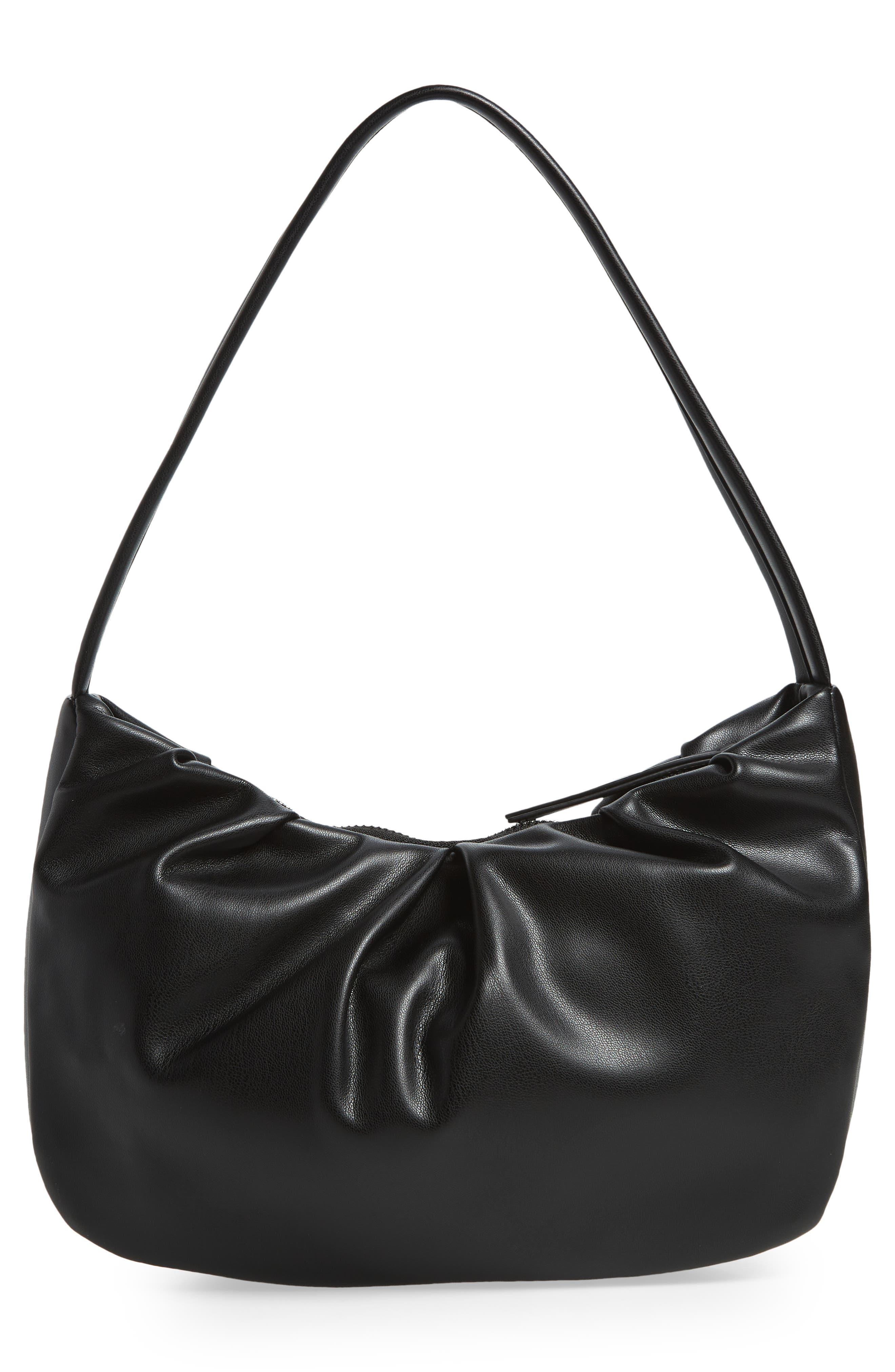 Street Level Gathered Faux Leather Baguette Bag, Alternate, color, 