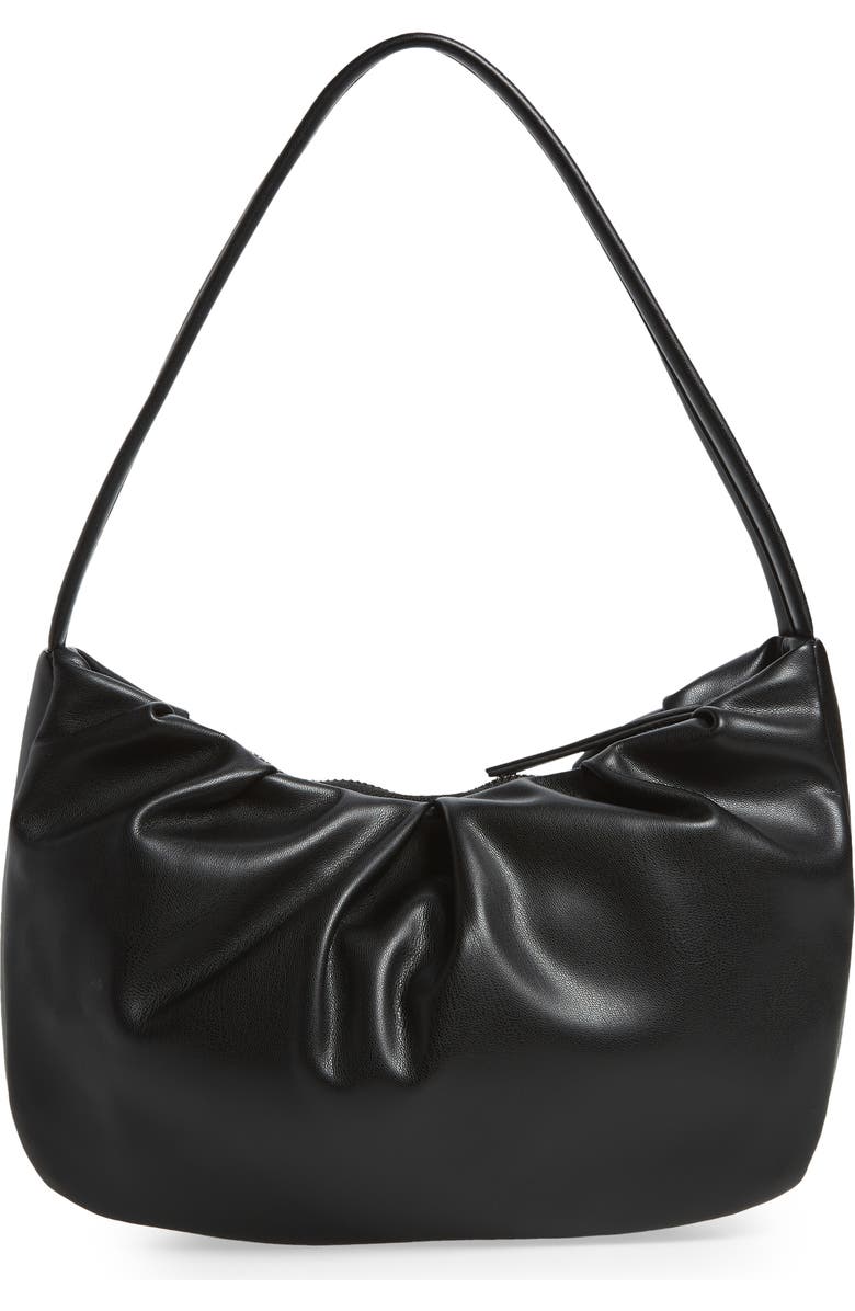 Street Level Gathered Faux Leather Baguette Bag, Alternate, color,