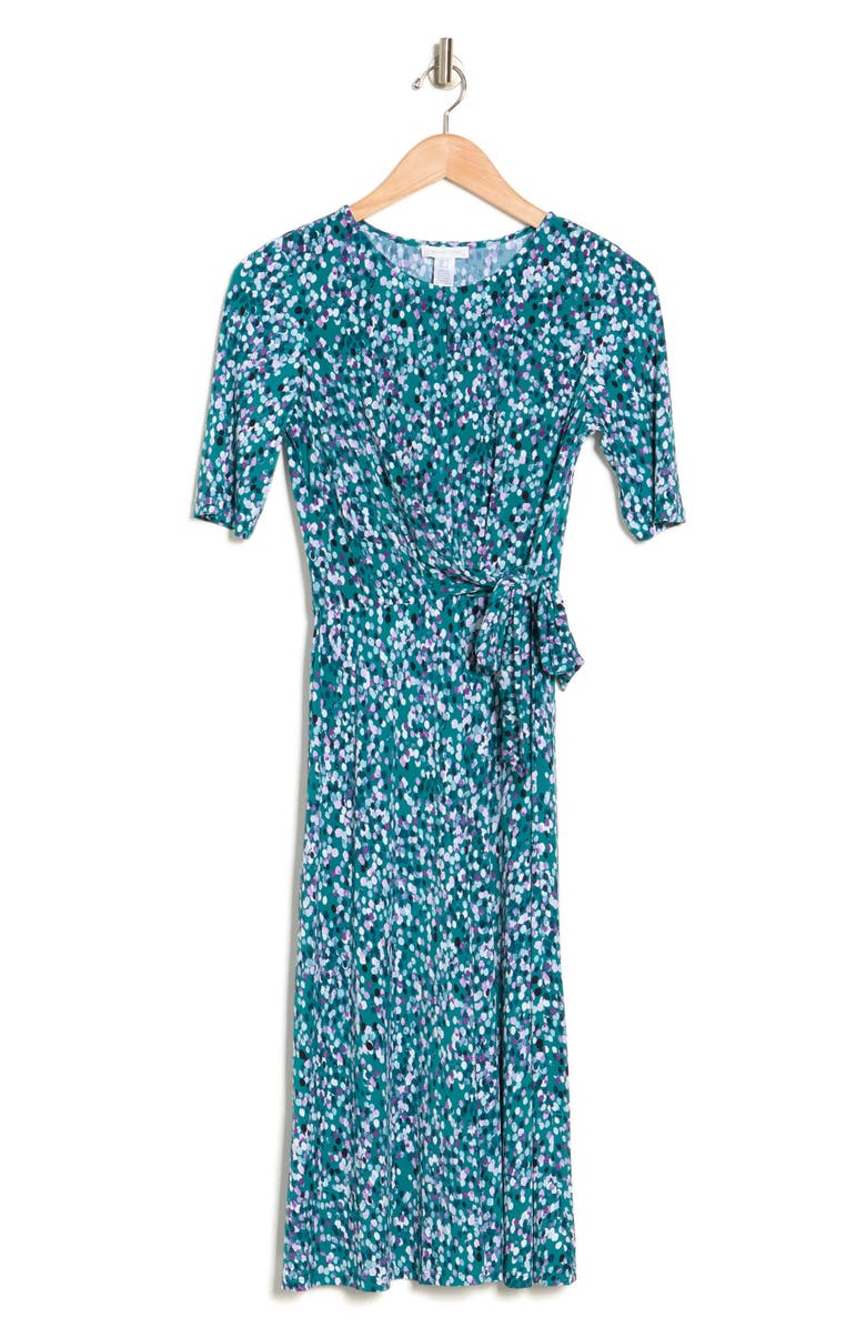 London Times Galaxy Dots Waist Tie Midi Dress, Alternate, color, 