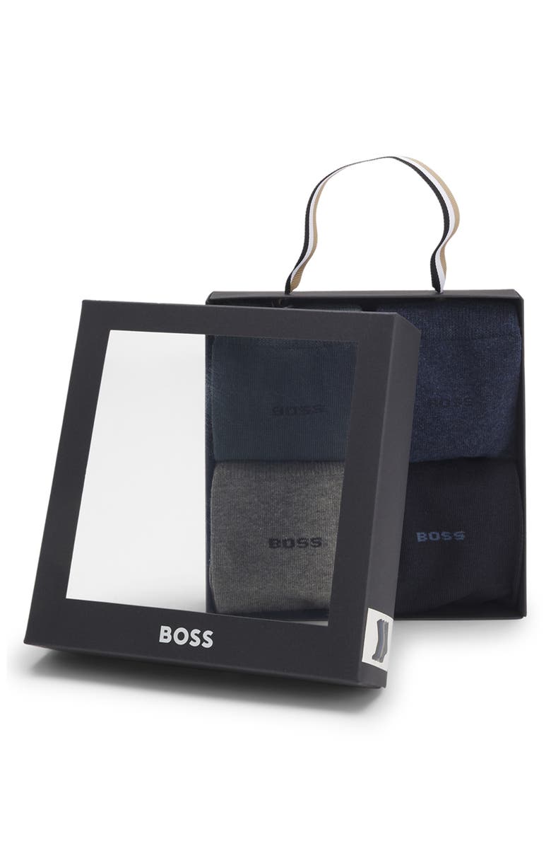 BOSS Assorted 4-Pack Solid Cotton Blend Dress Socks Gift Box, Alternate, color, Multi Pack