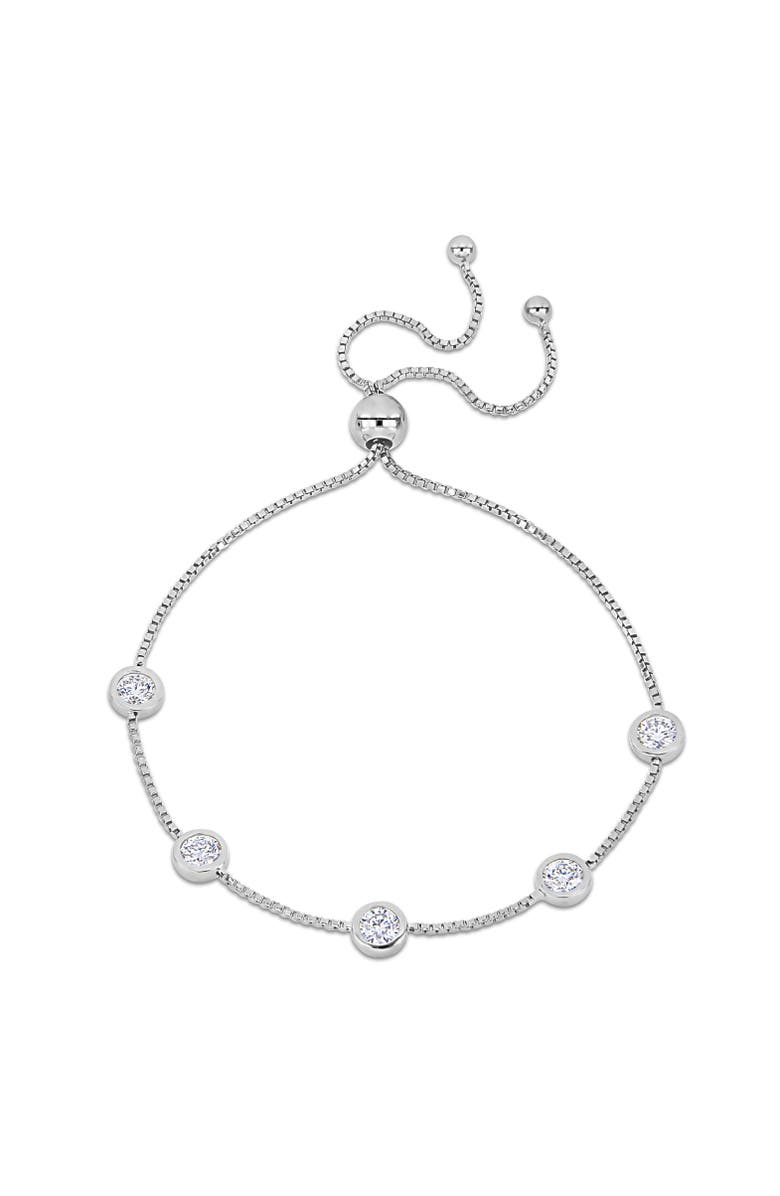 Julianna B. Moissanite Station Bolo Bracelet, Main, color, Sterling Silver