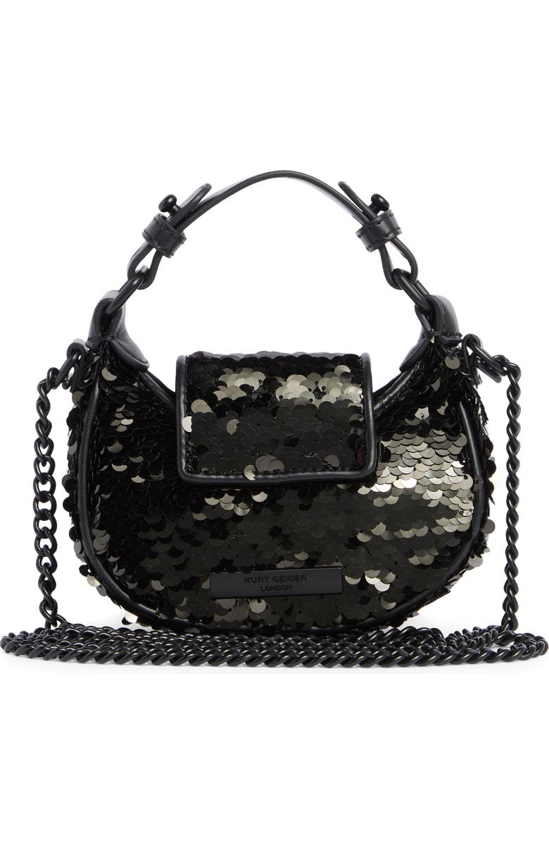 Kurt Geiger London Micro Kingsley Sequin Hobo Bag, Alternate, color, Black