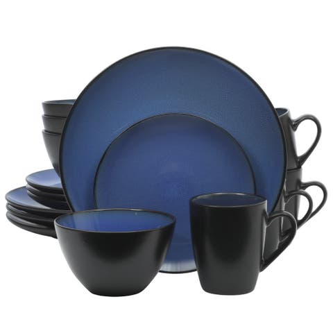 Soho Lounge Round 16-Piece Stoneware Dinnerware Set, Service for 4