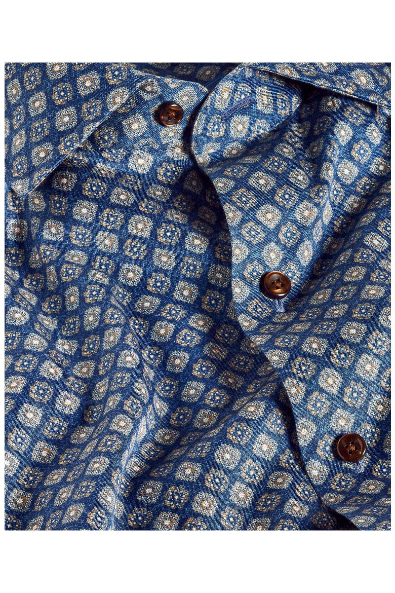 Geometric Sport Shirt, Alternate, color, NAVY/ BROWN