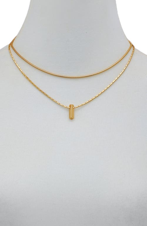 Vince Camuto Set Of 2 Snake Chain & Bar Pendant Necklaces In Gold