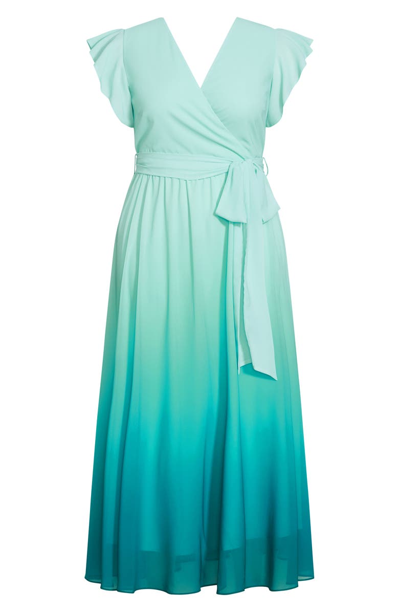 City Chic Isabella Ombré Faux Wrap Maxi Dress, Alternate, color, 