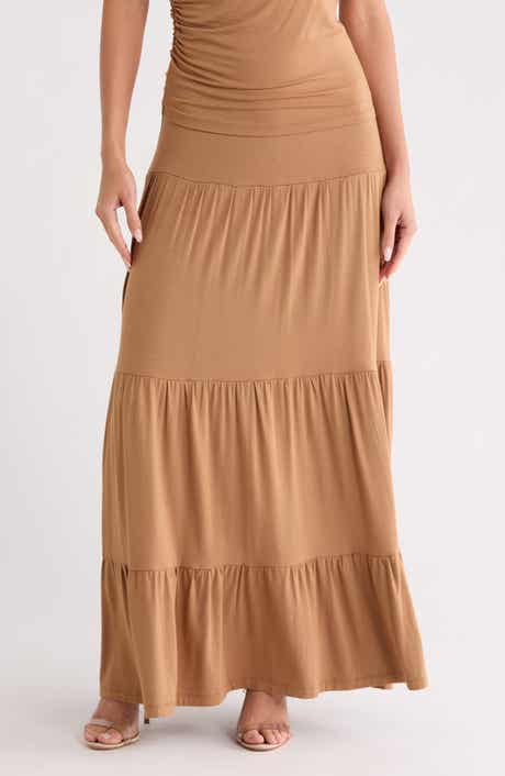 Renee C Tiered Jersey Maxi Skirt