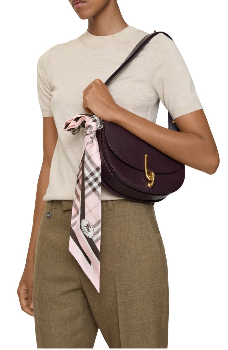 Burberry Border Check Skinny Silk Scarf, Alternate, color, 