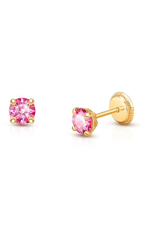 Tiny Blessings 14k Gold 4mm Crystal Birthstone Studs Screw Back Earrings In Gold