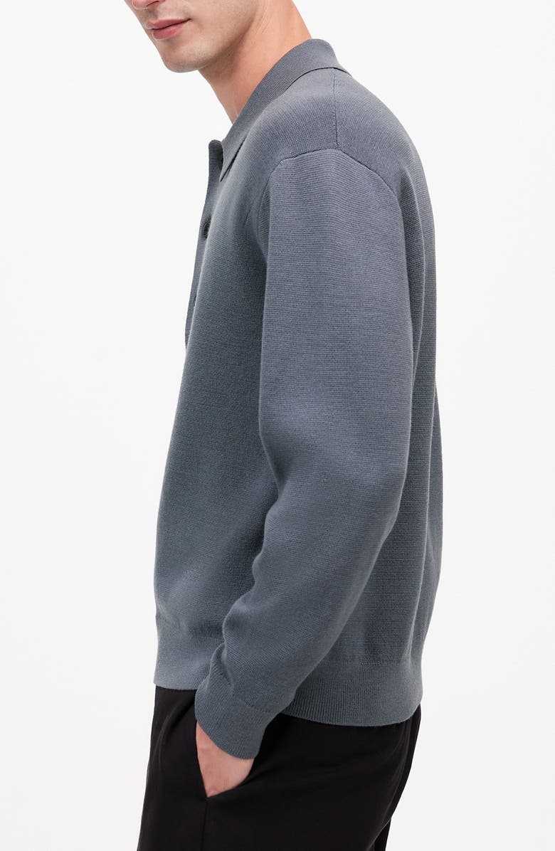 Madewell Three-Button Merino Wool Polo Sweater, Alternate, color, Dark Grey