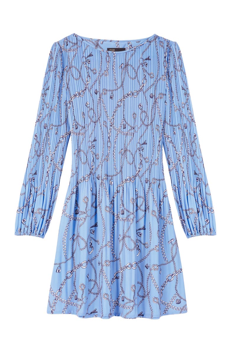 maje Patterned pleated mini dress, Alternate, color, 