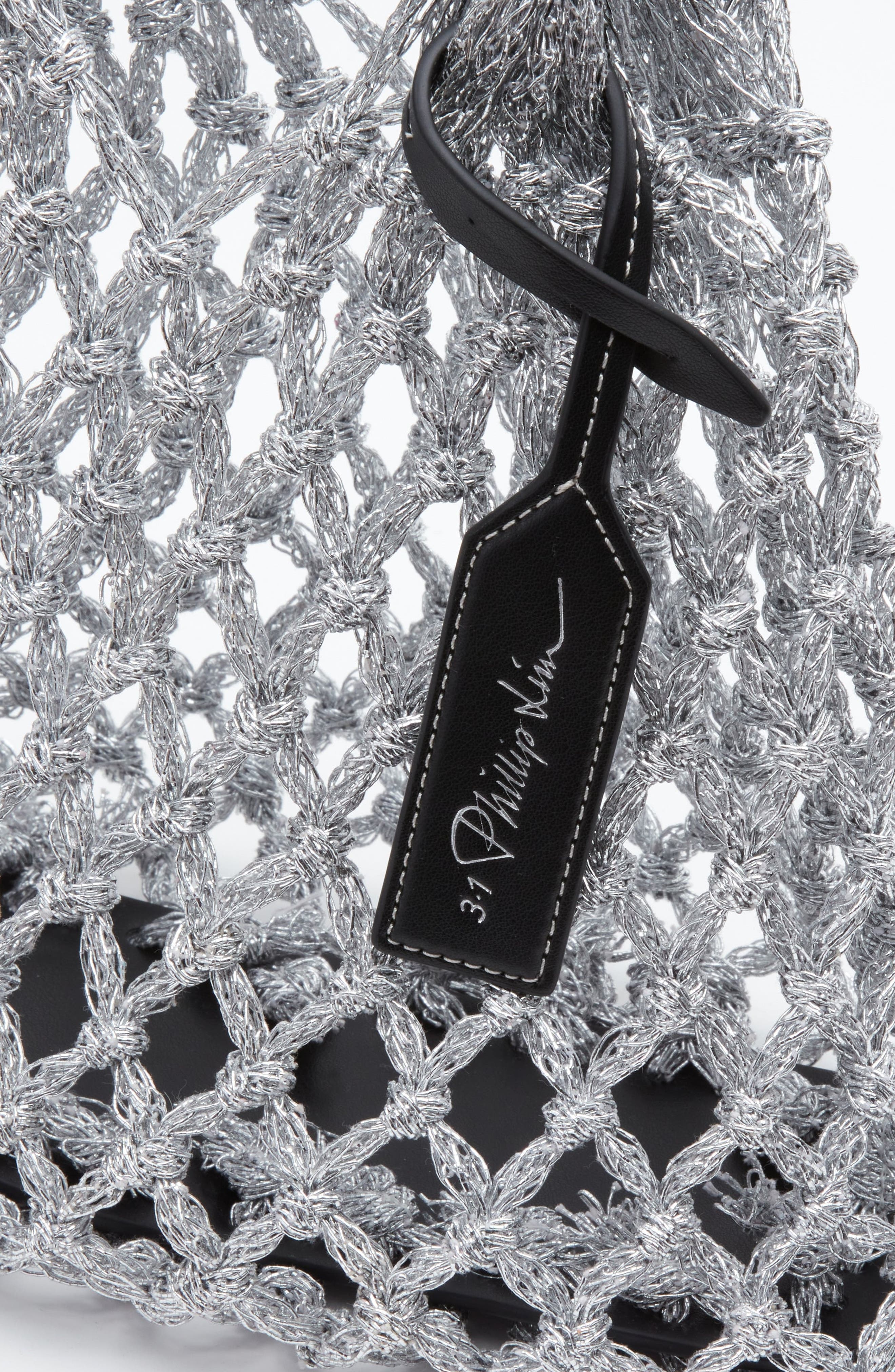 3.1 Phillip Lim Macrame Mini Sac, Alternate, color, Silver
