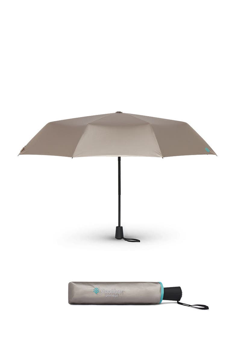 Unisex Cabana Sanya Compact Umbrella, UPF 50+ Sun Protection, Main, color, Gold/Aqua Metallic