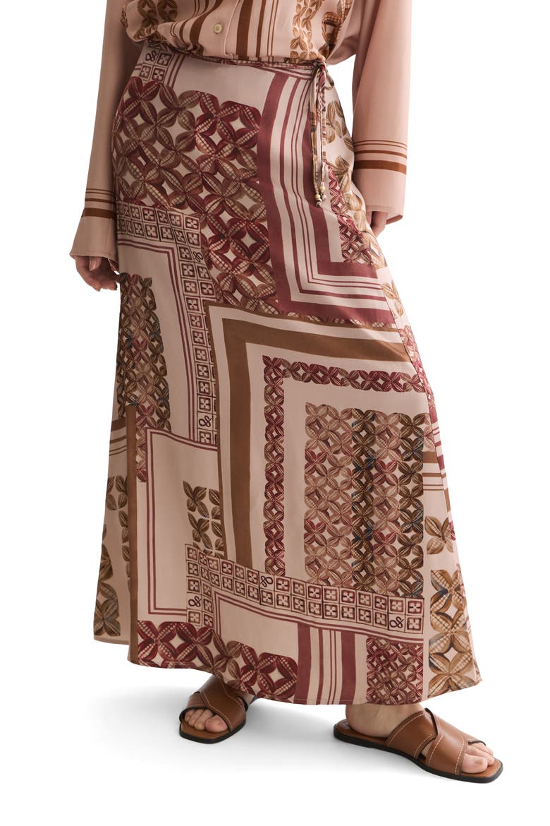 Print Ankle Skirt, Main, color, TILES FOULARD ROSEDUST
