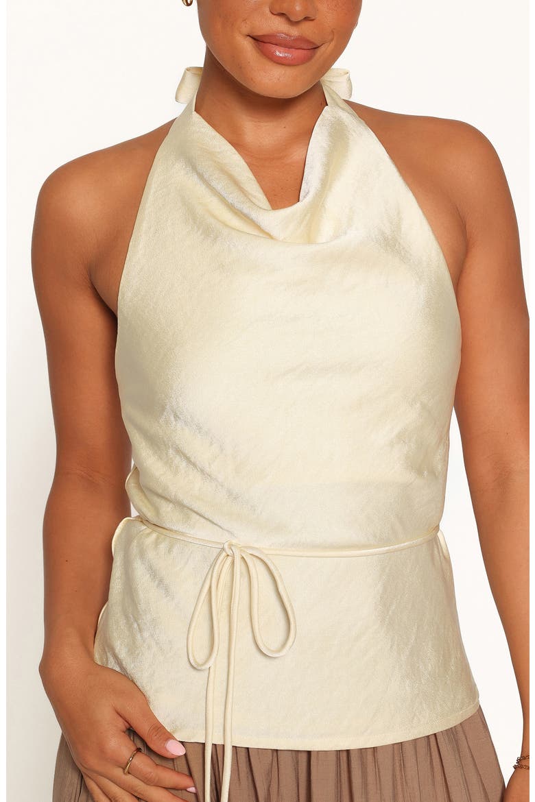 Brenn Cowl Neck Halter Top, Alternate, color, BUTTER YELLOW