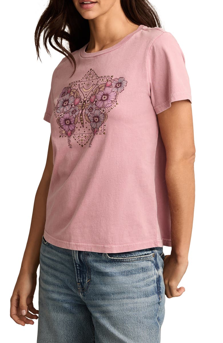 Lucky Brand Celestial Floral Butterfly Graphic T-Shirt, Alternate, color, 
