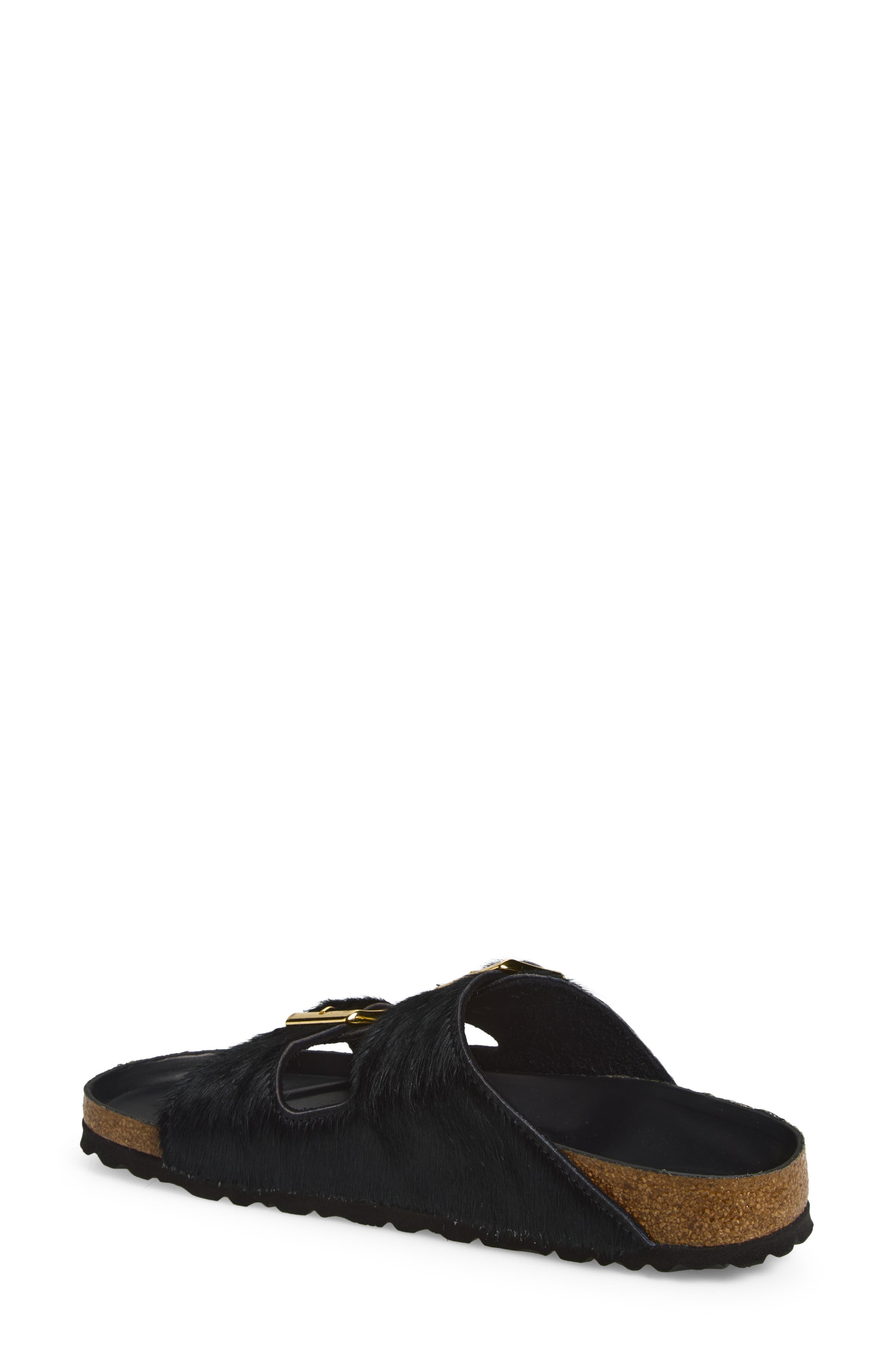 Arizona Genuine Calf Hair Slide Sandal, Alternate, color, BLACK