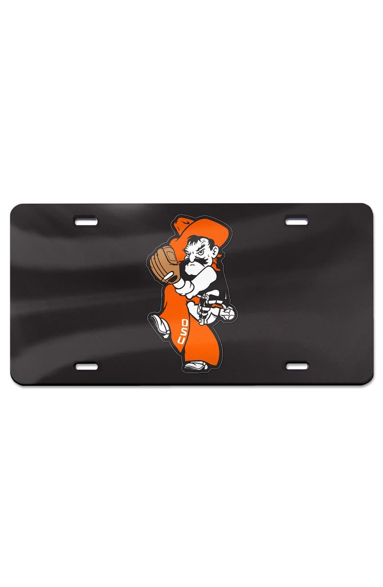 WINCRAFT Black Oklahoma State Cowboys Baseball Pete Wind Up Laser Cut Acrylic License Plate, Main, color, 
