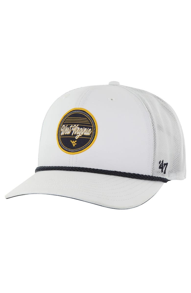'47 Men's '47 White West Virginia Mountaineers Fairway Trucker Adjustable Hat, Main, color,