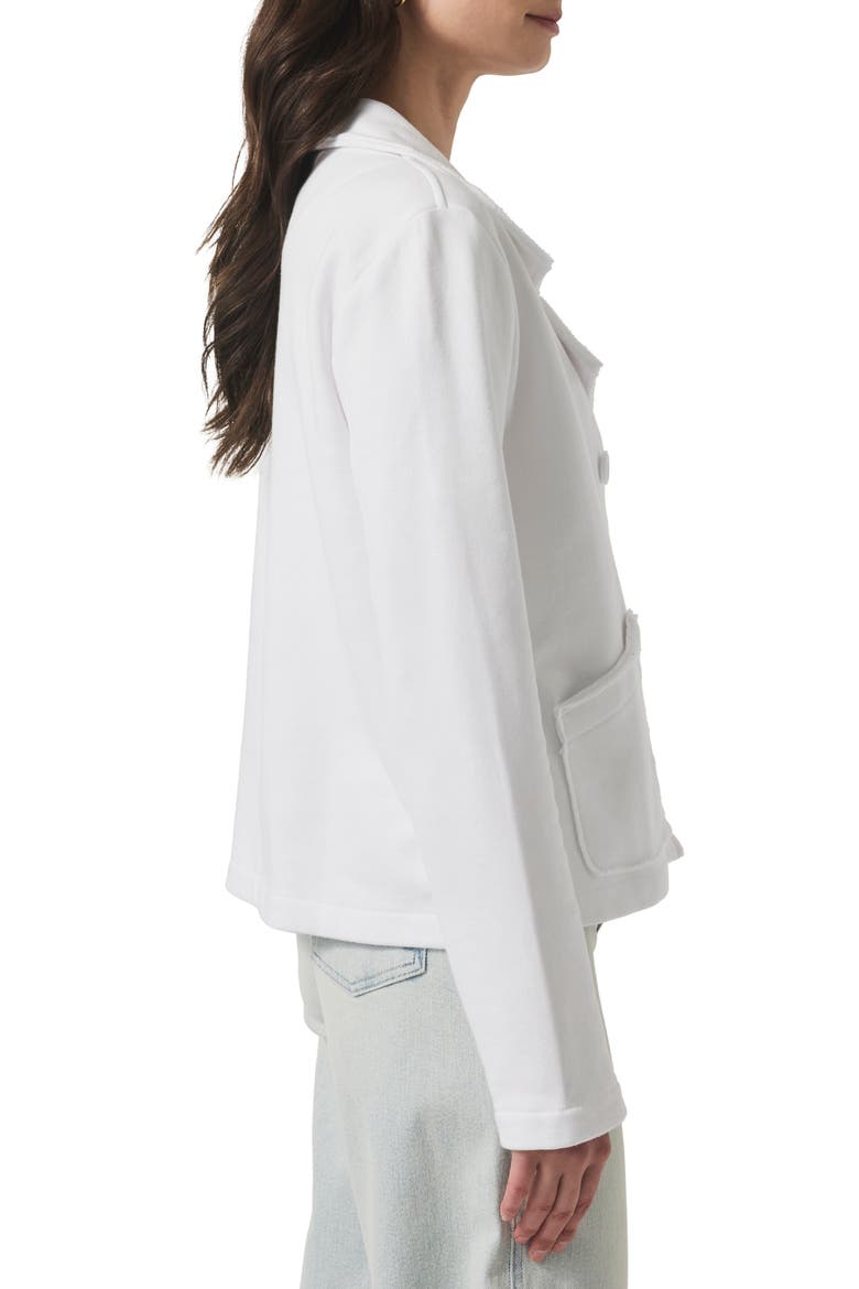 Double Breasted Cotton French Terry Blazer, Alternate, color, WHITE