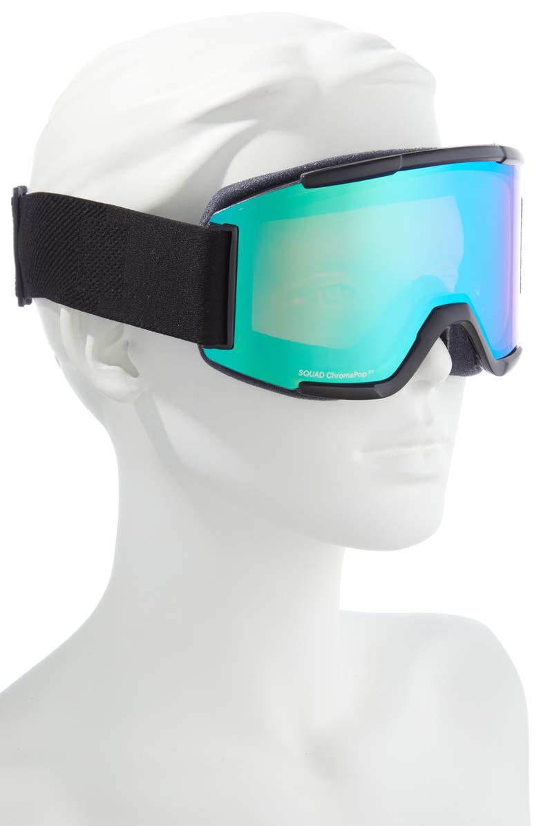 Smith Squad 180mm ChromaPop<sup>™</sup> Snow Goggles, Alternate, color, Black Chromapop Green Mirror