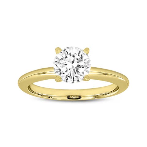 Sabine 14K Yellow Gold Round Cut Lab Grown Diamond Solitaire Engagement Ring - 2 Ct