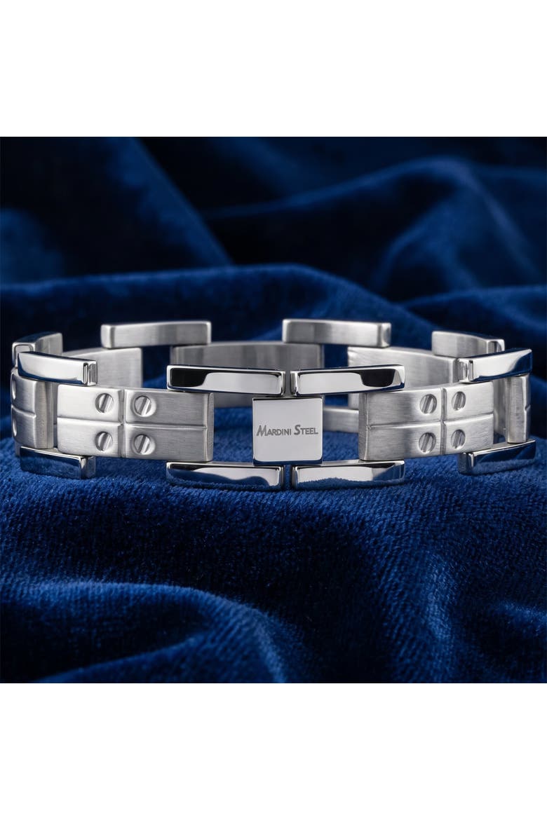 Men's Steel 17.5mm Wide Link Flexible 8.5" Bracelet, Alternate, color, Stainless Steel