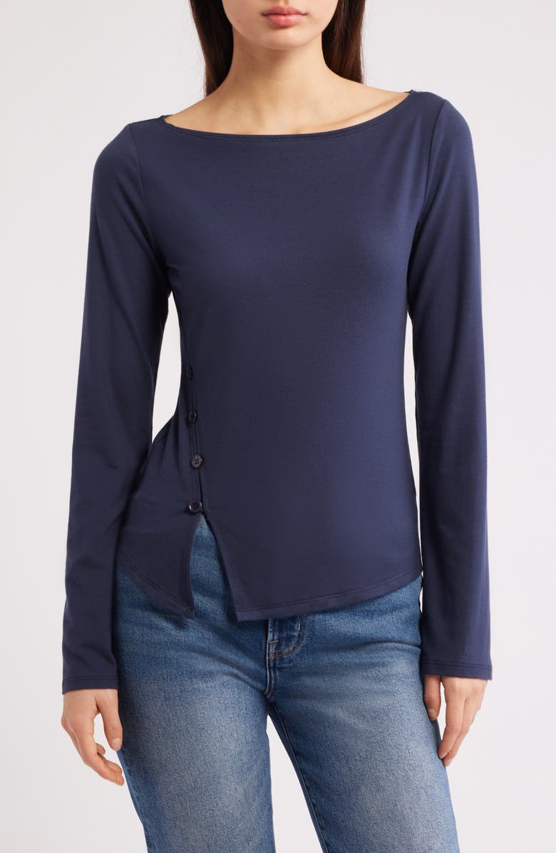 Reformation Nicola Knit Top, Main, color, Midnight