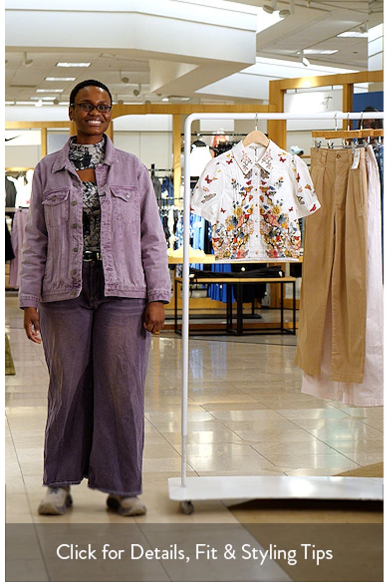Rosie Butterfly & Floral Print Pleated Cotton Button-Up Shirt video