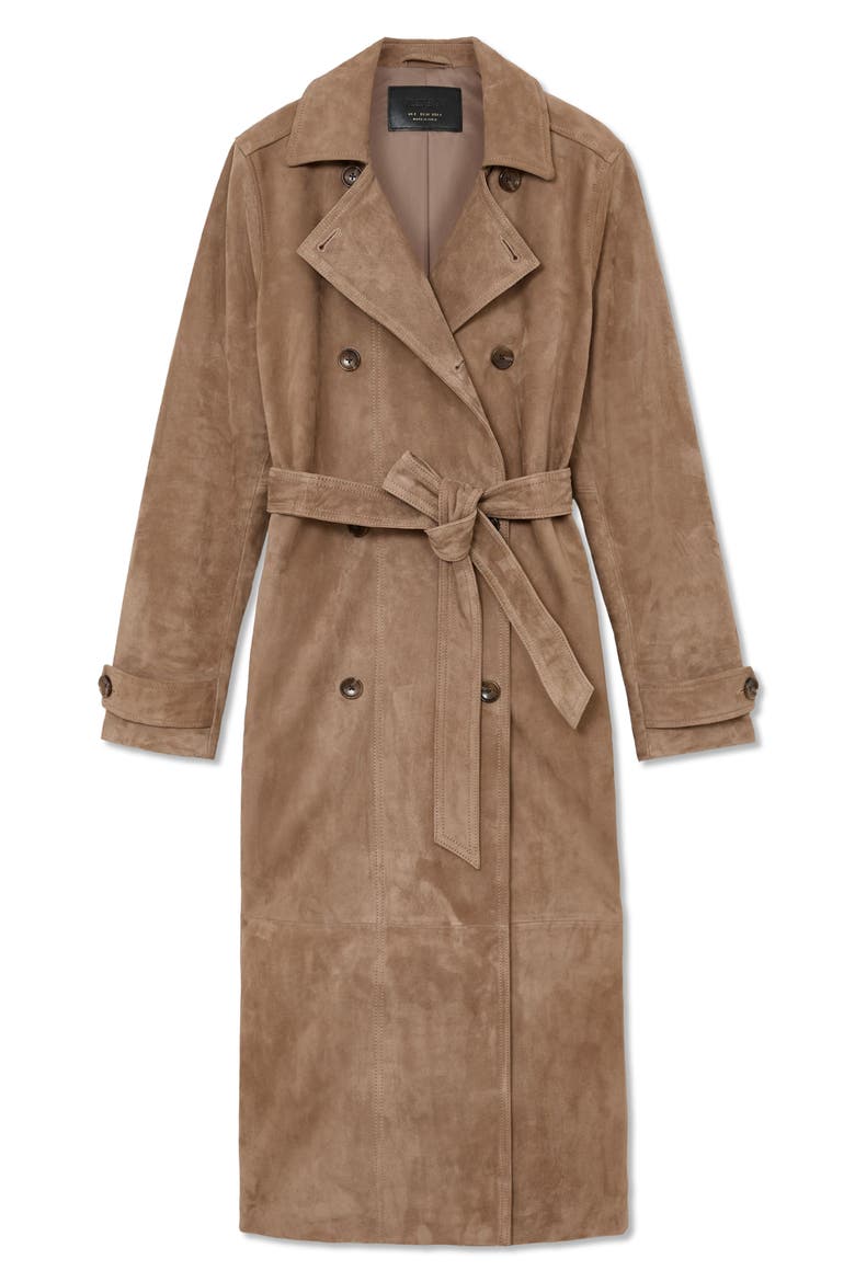 Ester Suede Trench Coat, Alternate, color, NEUTRAL