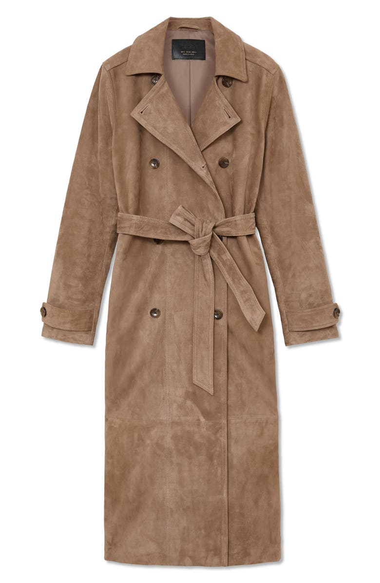 Reiss Ester Suede Trench Coat, Alternate, color, Neutral