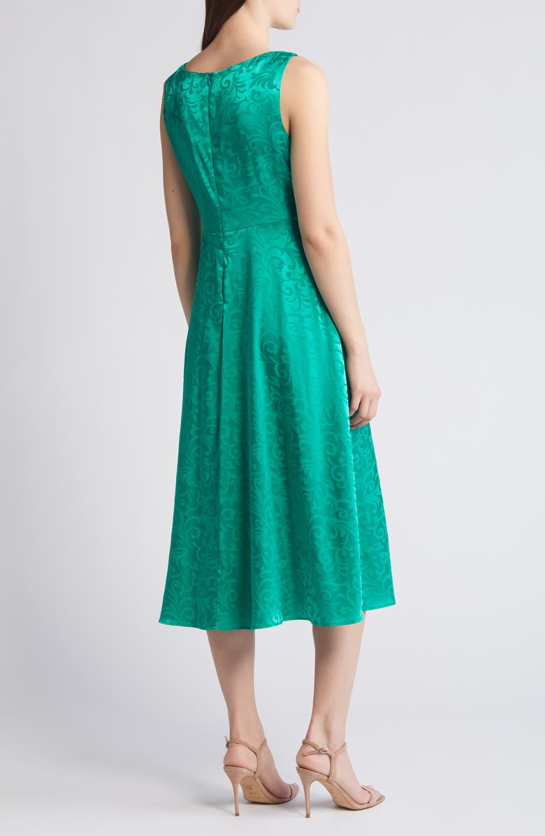 Connected Apparel Sleeveless Satin Jacquard Midi Dress, Alternate, color,