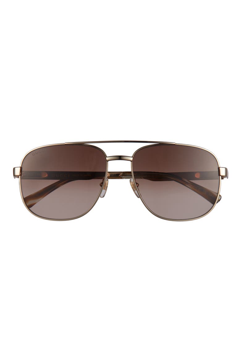 60mm Aviator Sunglasses, Main, color, GOLD GOLD BROWN