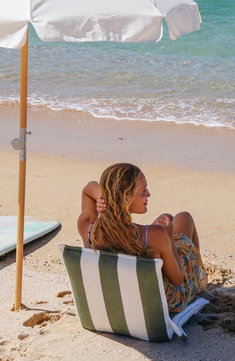 Sunnylife The Vacay Stripe Cotton Terry Travel Lounger, Alternate, color, Green