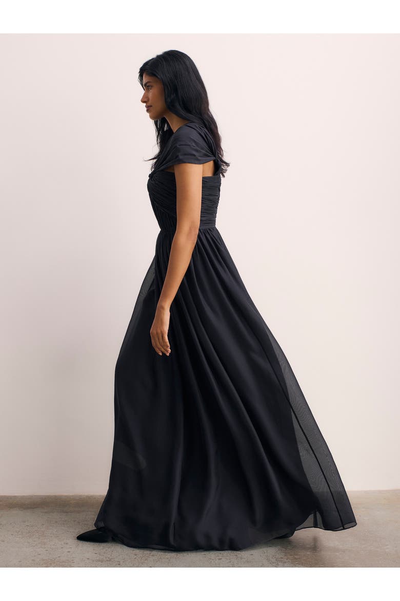 Sevilla Silk Chiffon Maxi Dress, Alternate, color, Navy