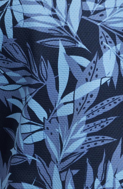 Mizzen + Main Mizzen+main Halyard Trim Fit Tropical Print Short Sleeve Performance Button-up Shirt In Navy Tropical