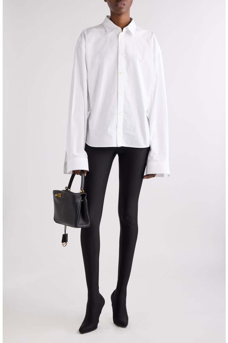 Semifitted Button-Up Shirt, Alternate, color, 9000 WHITE